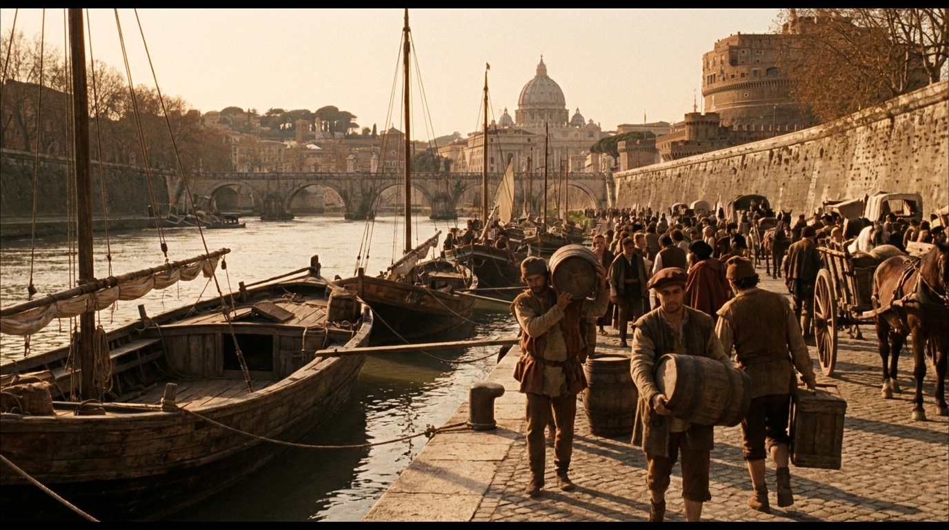 il porto di Ripa Grande sul Tevere a Roma