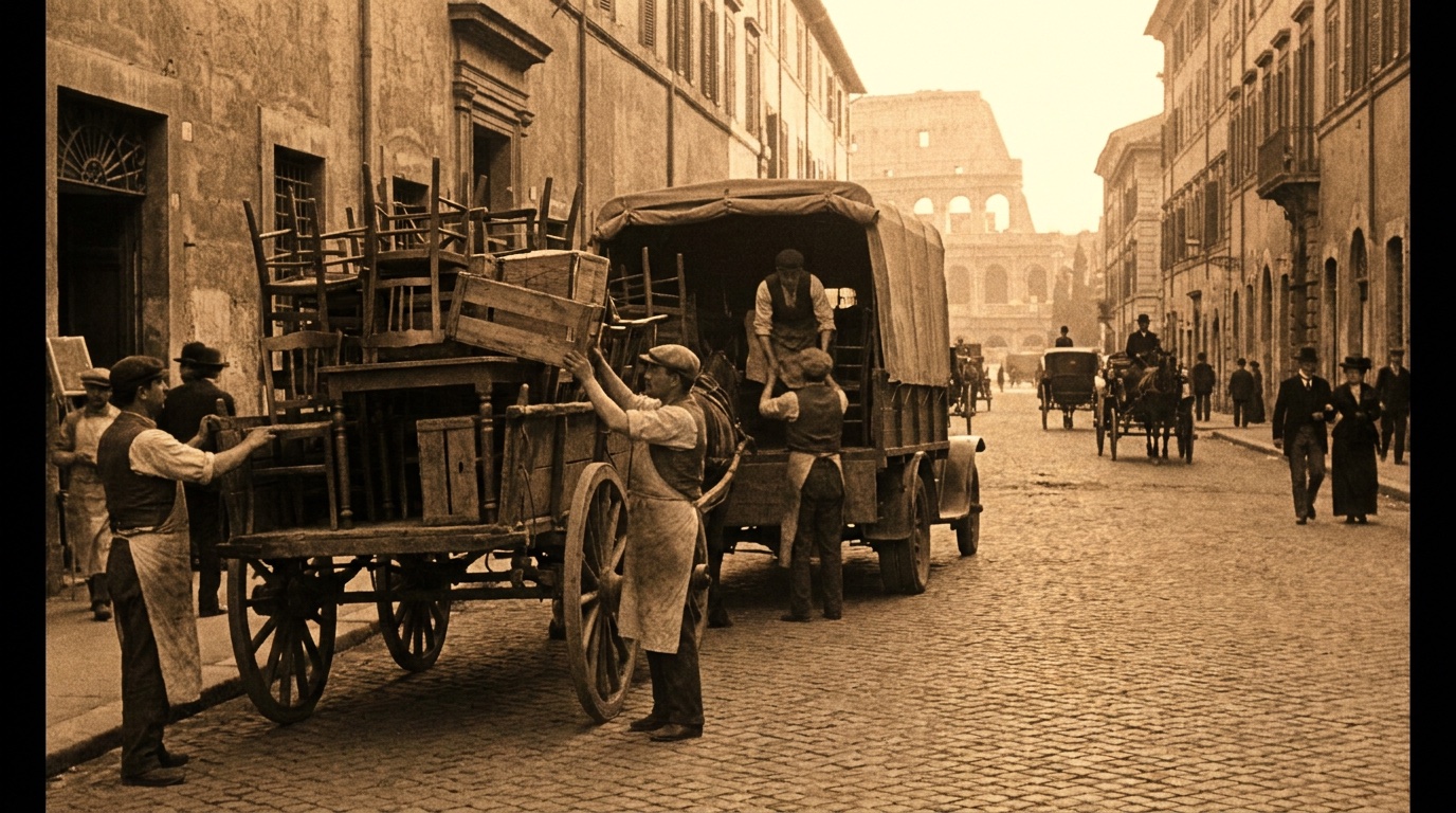 camion d'epoca dell'Ottocento per il trasporto mobili